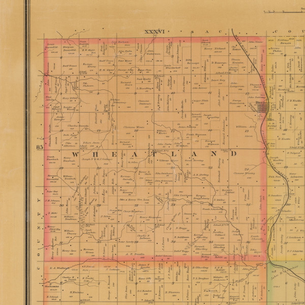 Wheatland, Iowa 1884 Old Town Map Custom Print - Carroll Co.