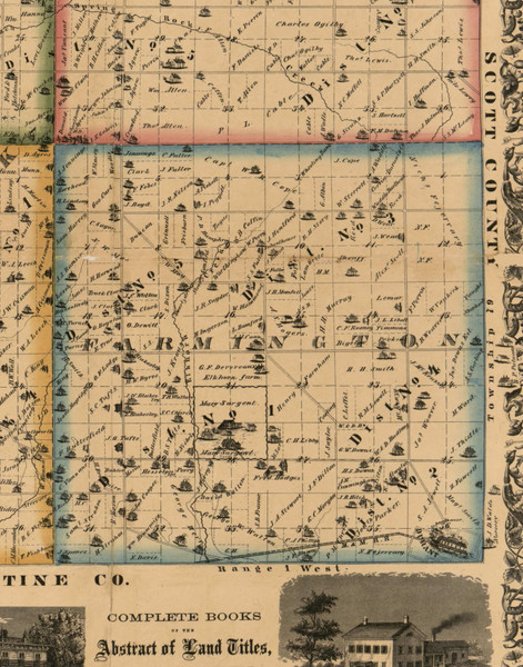 Farmington, Iowa 1863 Old Town Map Custom Print - Cedar Co.