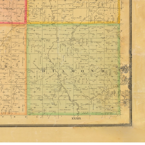Diamond, Iowa 1884 Old Town Map Custom Print - Cherokee Co.