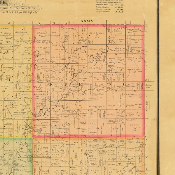 Spring, Iowa 1884 Old Town Map Custom Print - Cherokee Co.
