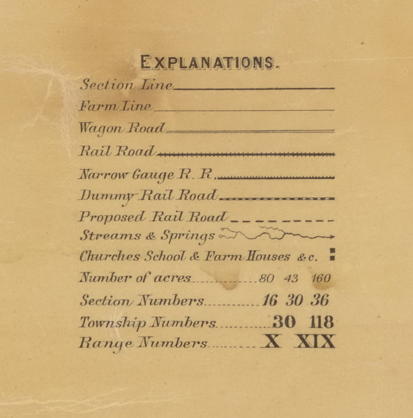 Cherokee Co. Map Key, Iowa 1884 Old Town Map Custom Print - Cherokee Co.