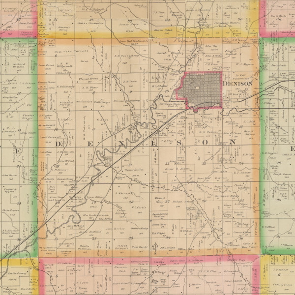 Denison, Iowa 1883 Old Town Map Custom Print - Crawford Co.