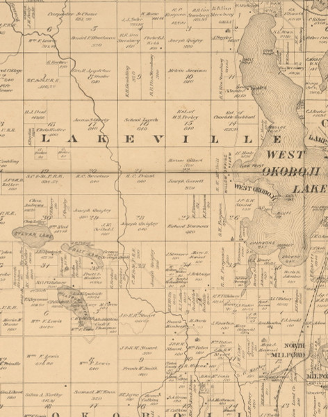 Lakeville, Iowa 1883 Old Town Map Custom Print - Dickinson Co.