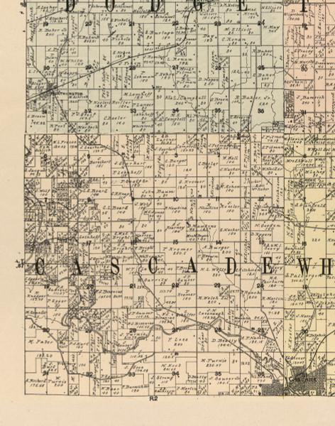Cascade, Iowa 1900 Old Town Map Custom Print - Dubuque Co.