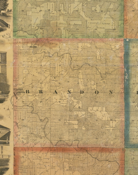 Brandon, Iowa 1867 Old Town Map Custom Print - Jackson Co.