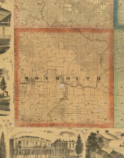 Monmouth, Iowa 1867 Old Town Map Custom Print - Jackson Co.