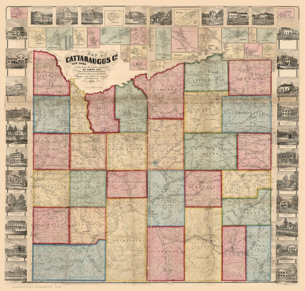 Cattaraugus County New York 1856 - Old Map Reprint
