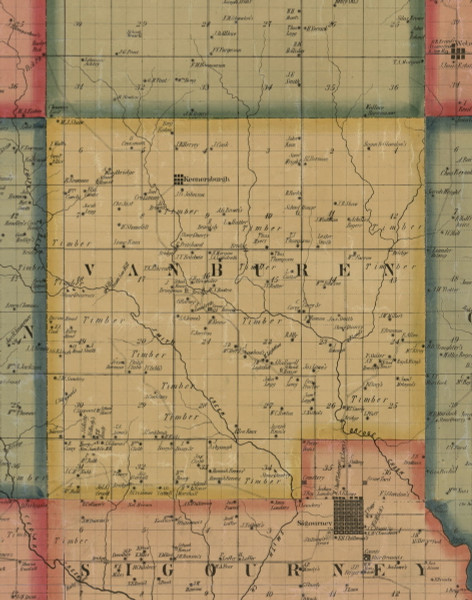 Vanburen, Iowa 1861 Old Town Map Custom Print - Keokuk Co. Vanburen, Iowa 1861 Old Town Map Custom Print - Keokuk Co.