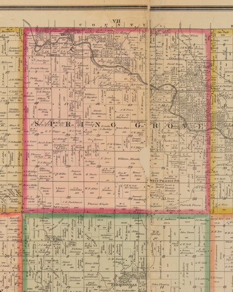Spring Grove, Iowa 1881 Old Town Map Custom Print - Linn Co.