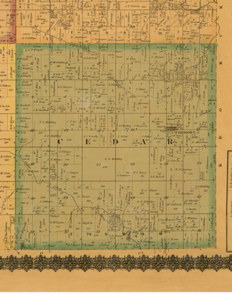 Cedar, Iowa 1871 Old Town Map Custom Print - Mahaska Co.