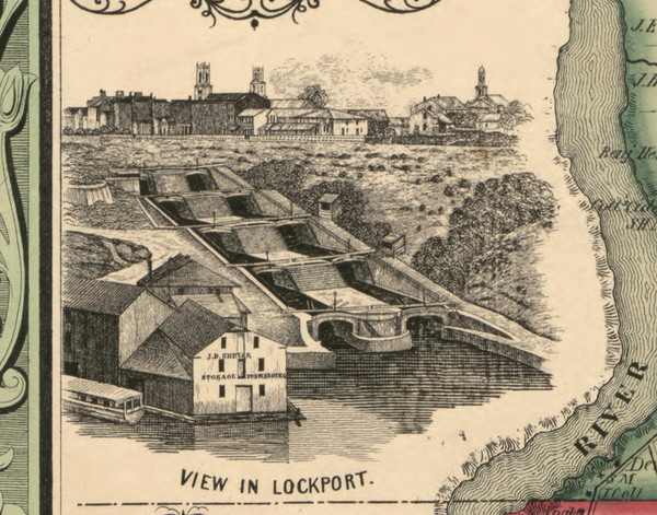 View of Lockport, New York 1852 Old Town Map Custom Print - Niagara Co.
