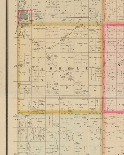 Carroll, Iowa 1884 Old Town Map Custom Print - O'Brien Co.