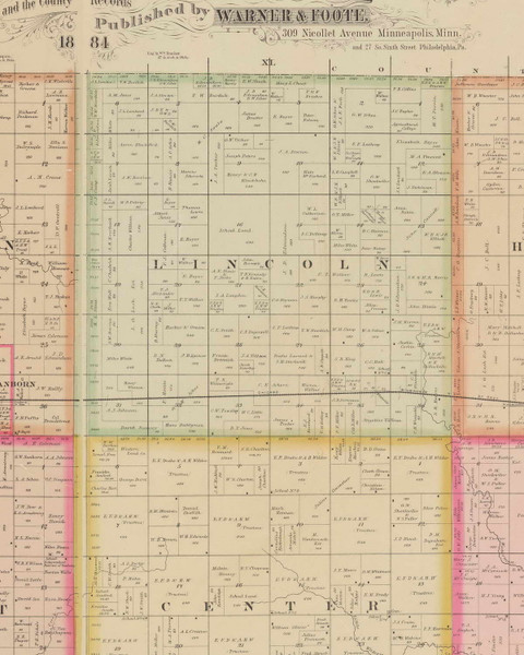 Lincoln, Iowa 1884 Old Town Map Custom Print - O'Brien Co.