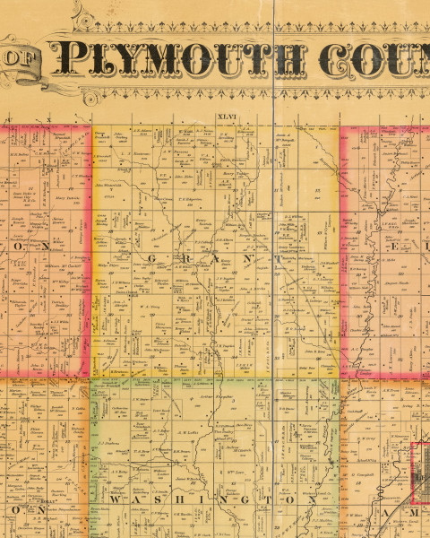 Grant, Iowa 1884 Old Town Map Custom Print - Plymouth Co.