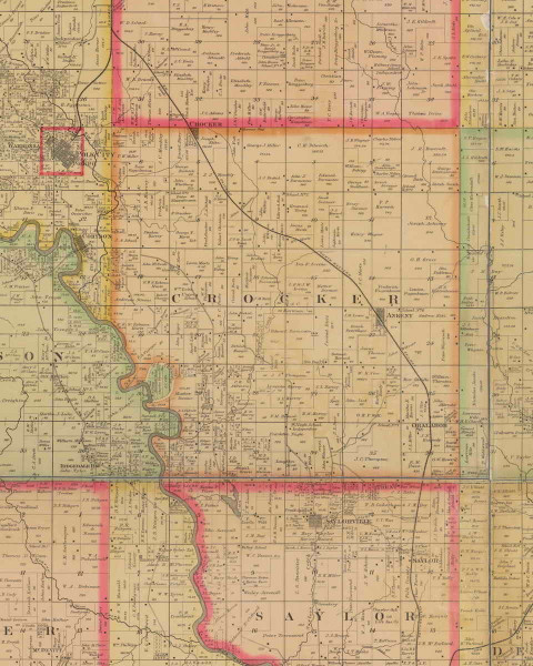 Crocker, Iowa 1885 Old Town Map Custom Print - Polk Co.