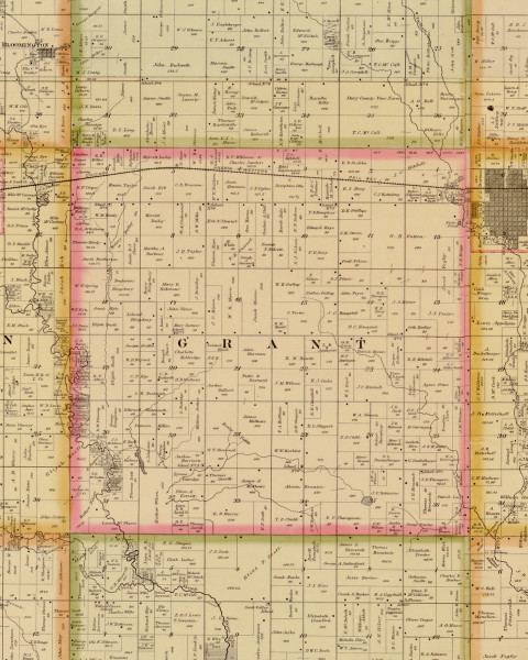 Grant, Iowa 1883 Old Town Map Custom Print - Story Co.