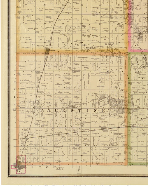 Palestine, Iowa 1883 Old Town Map Custom Print - Story Co.