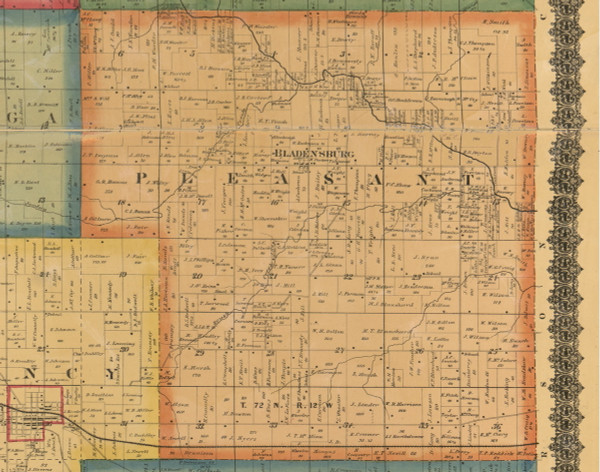 Pleasant, Iowa 1870 Old Town Map Custom Print - Wapello Co.
