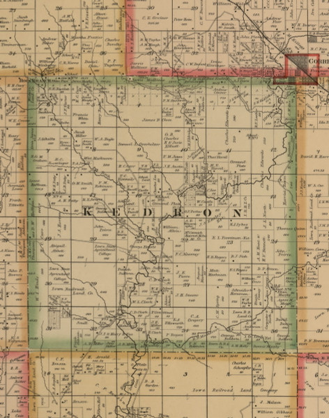 Kedron, Iowa 1884 Old Town Map Custom Print - Woodbury Co.