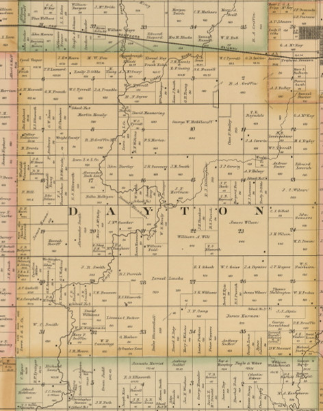 Dayton, Iowa 1885 Old Town Map Custom Print - Wright Co.