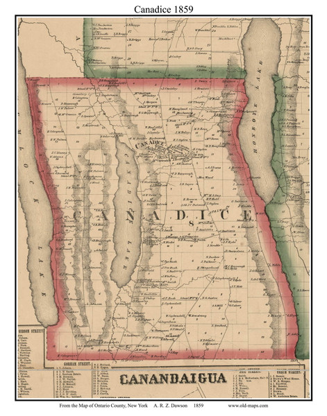 Canadice, New York 1859 Old Town Map Custom Print - Ontario Co.