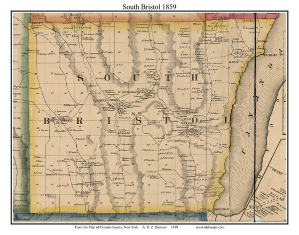 South Bristol, New York 1859 Old Town Map Custom Print - Ontario Co.