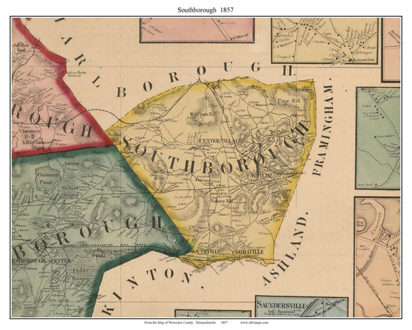 Southborough Massachusetts 1857 Old Town Map Custom Print - Worcester Co. Southborough Massachusetts 1857 Old Town Map Custom Print - Worcester Co.