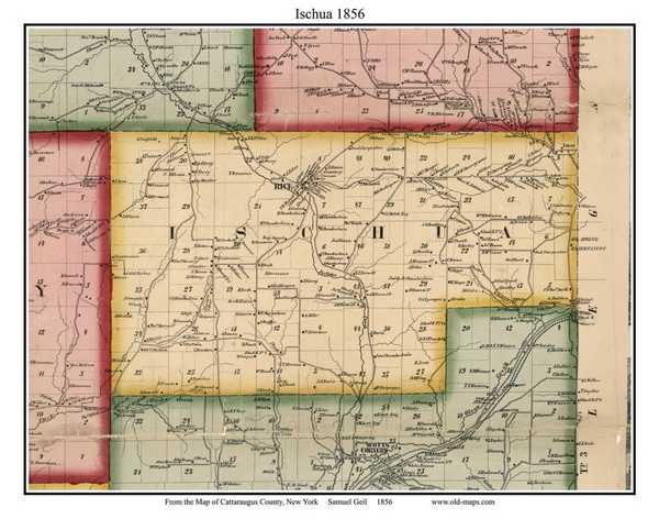 Ischua, New York 1856 Old Town Map Custom Print - Cattaraugus Co.