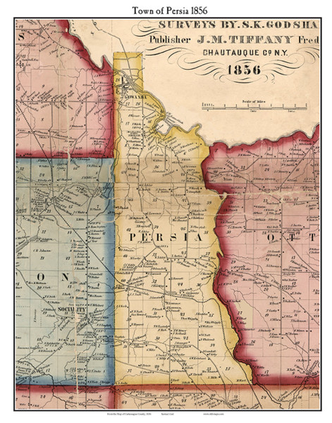Persia, New York 1856 Old Town Map Custom Print - Cattaraugus Co. Persia, New York 1856 Old Town Map Custom Print - Cattaraugus Co.