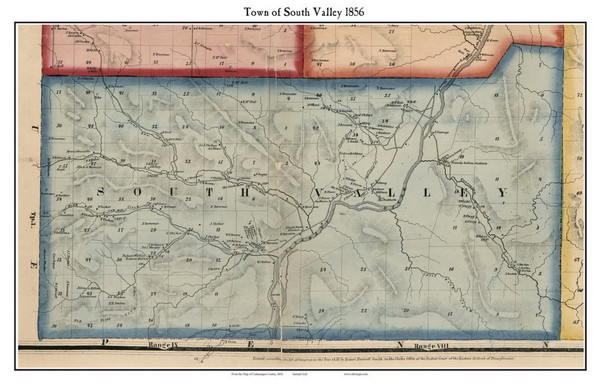 South Valley, New York 1856 Old Town Map Custom Print - Cattaraugus Co.