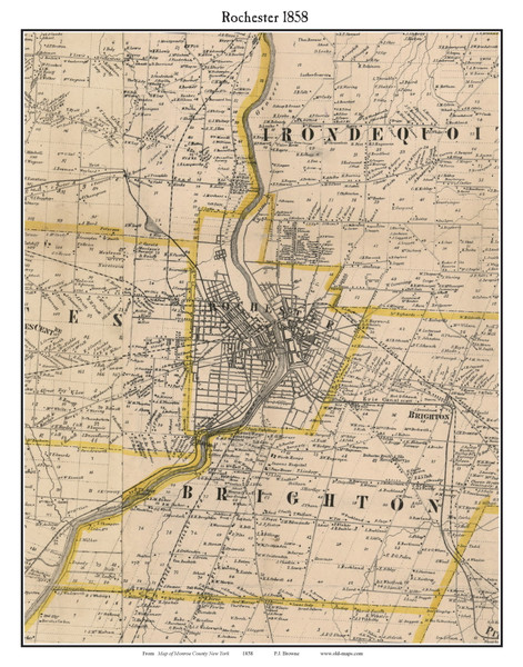 Rochester, New York 1858 Old Town Map Custom Print - Monroe Co. Rochester, New York 1858 Old Town Map Custom Print - Monroe Co.