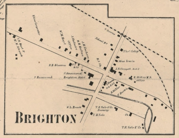 Brighton Village, New York 1858 Old Town Map Custom Print - Monroe Co.