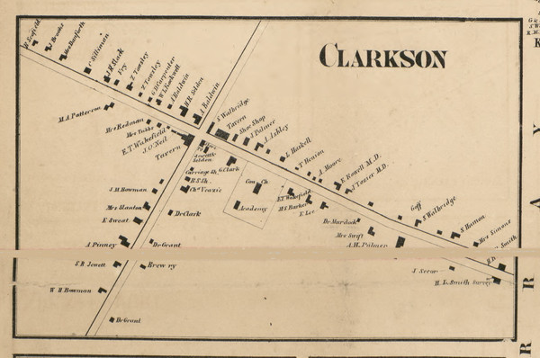 Clarkson Village, New York 1858 Old Town Map Custom Print - Monroe Co.