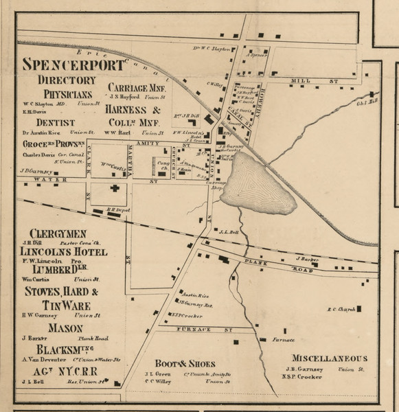 Spencerport, New York 1858 Old Town Map Custom Print - Monroe Co.