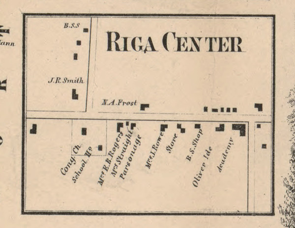 Riga Center, New York 1858 Old Town Map Custom Print - Monroe Co.