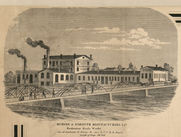 Duryee & Forsyth Manufacturing, Rochester, New York 1858 Old Town Map Custom Print - Monroe Co.