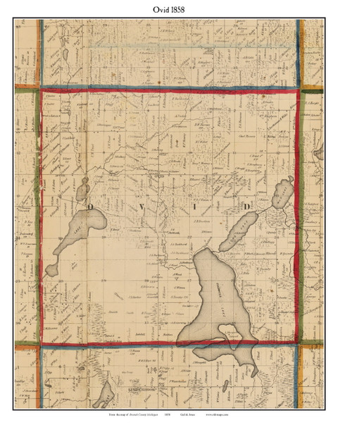 Ovid, Michigan 1858 Old Town Map Custom Print - Branch Co.