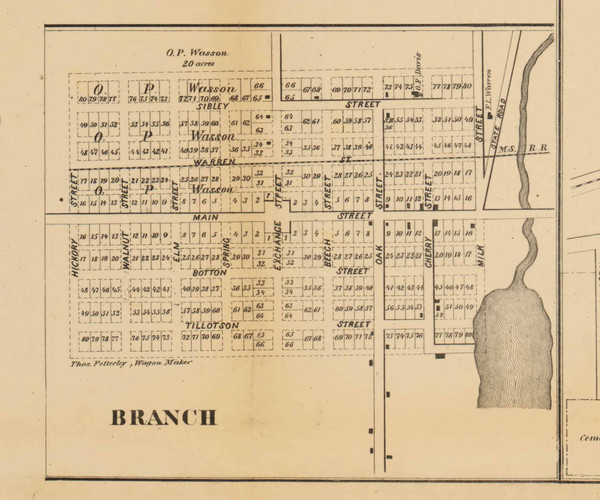 Branch Village, Michigan 1858 Old Town Map Custom Print - Branch Co. Branch Village, Michigan 1858 Old Town Map Custom Print - Branch Co.