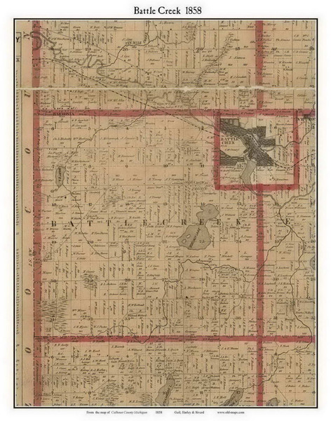 Athens, Michigan 1858 Old Town Map Custom Print - Calhoun Co.