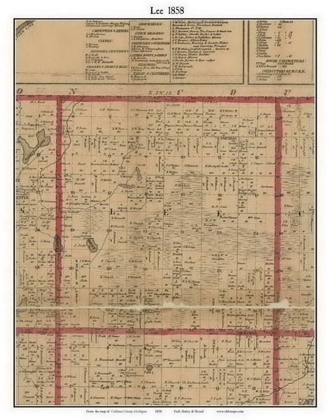 Lee, Michigan 1858 Old Town Map Custom Print - Calhoun Co.