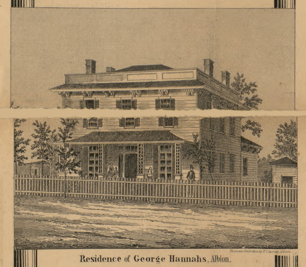 Hannahs Residence, Albion, Michigan 1858 Old Town Map Custom Print - Calhoun Co.