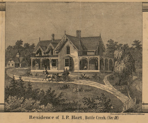 Hart Residence, Battle Creek, Michigan 1858 Old Town Map Custom Print - Calhoun Co. Hart Residence, Battle Creek, Michigan 1858 Old Town Map Custom Print - Calhoun Co.