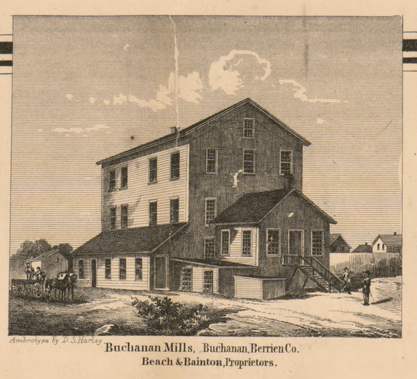 Buchanan Mills, Michigan 1860 Old Town Map Custom Print - Berrien Co.