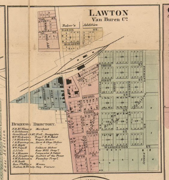 Lawton, Michigan 1860 Old Town Map Custom Print - Van Buren Co.