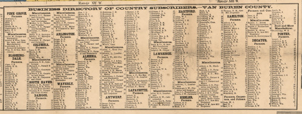 Van Buren Country Subscribers Directory, Michigan 1860 Old Town Map Custom Print - Van Buren Co.