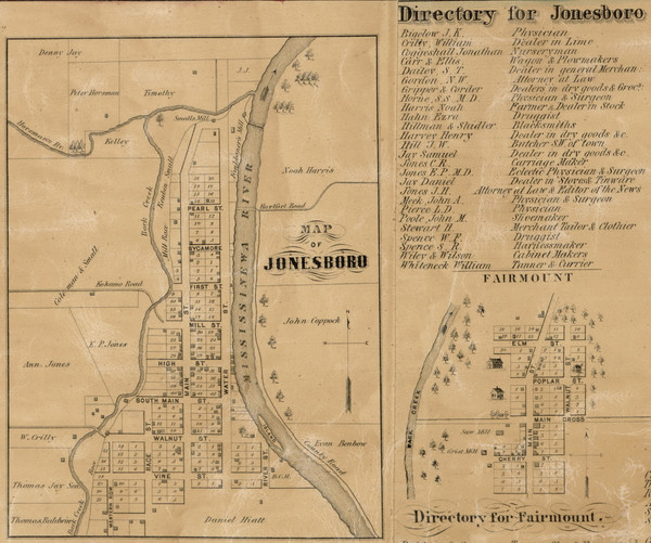 Jonesboro Village, Mill, Indiana 1861 Old Town Map Custom Print - Grant Co.