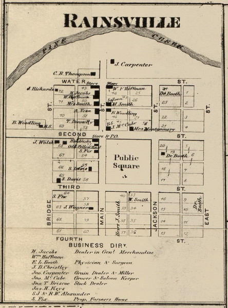 Rainsville Village, Pine, Indiana 1865 Old Town Map Custom Print - Warren Co. Rainsville Village, Pine, Indiana 1865 Old Town Map Custom Print - Warren Co.