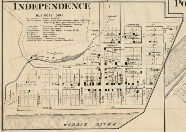 Independence Village, Warren, Indiana 1865 Old Town Map Custom Print - Warren Co.