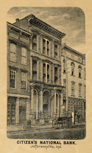 Citizen's National Bank, Jeffersonville, Indiana 1875 Old Town Map Custom Print - Clark Co.