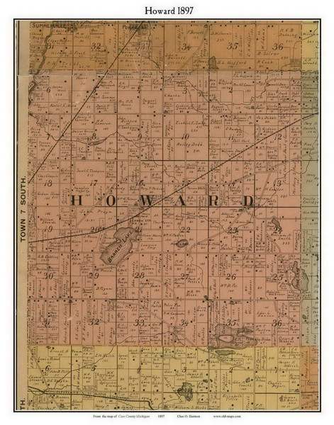 Howard, Michigan 1897 Old Town Map Custom Print - Cass Co.